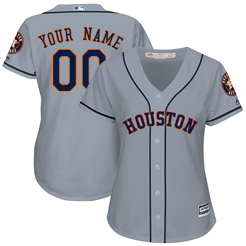 Women's Majestic Houston Astros Customized Authentic Grey Road Cool Base MLB Jersey