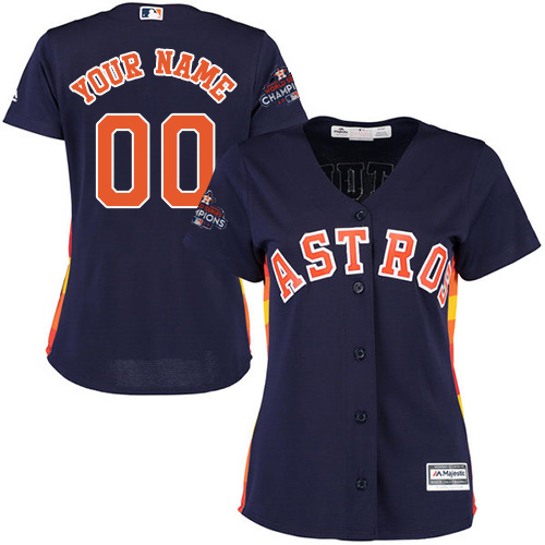 Women's Majestic Houston Astros Customized Authentic Navy Blue Alternate 2017 World Series Champions Cool Base MLB Jersey