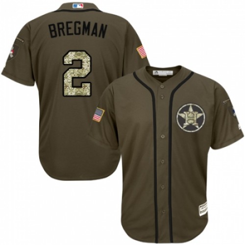 Men's Majestic Houston Astros #2 Alex Bregman Authentic Green Salute to Service MLB Jersey