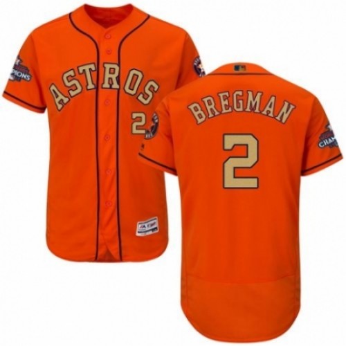 Men's Majestic Houston Astros #2 Alex Bregman Orange Alternate 2018 Gold Program Flex Base Authentic Collection MLB Jersey