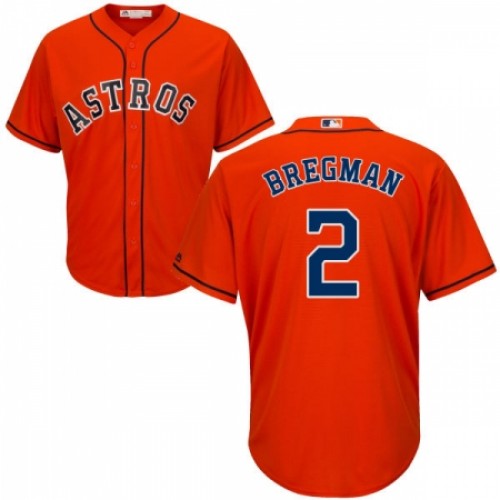 Men's Majestic Houston Astros #2 Alex Bregman Replica Orange Alternate Cool Base MLB Jersey
