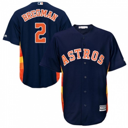 Youth Majestic Houston Astros #2 Alex Bregman Authentic Navy Blue Alternate Cool Base MLB Jersey