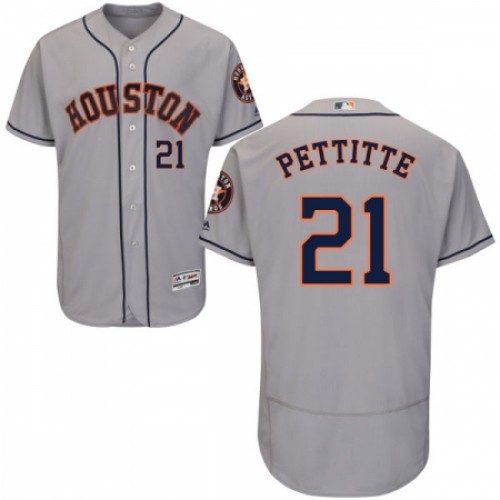 Men's Majestic Houston Astros #21 Andy Pettitte Grey Road Flex Base Authentic Collection MLB Jersey