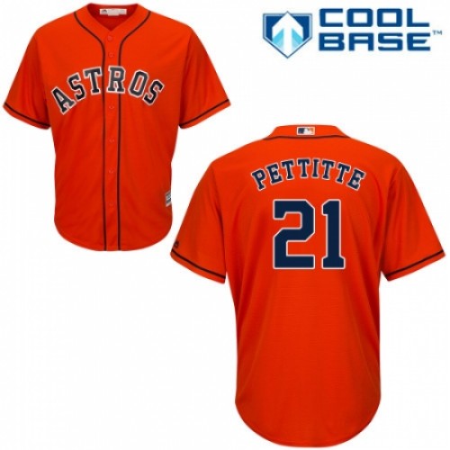 Men's Majestic Houston Astros #21 Andy Pettitte Replica Orange Alternate Cool Base MLB Jersey