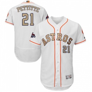 Men's Majestic Houston Astros #21 Andy Pettitte White 2018 Gold Program Flex Base Authentic Collection MLB Jersey