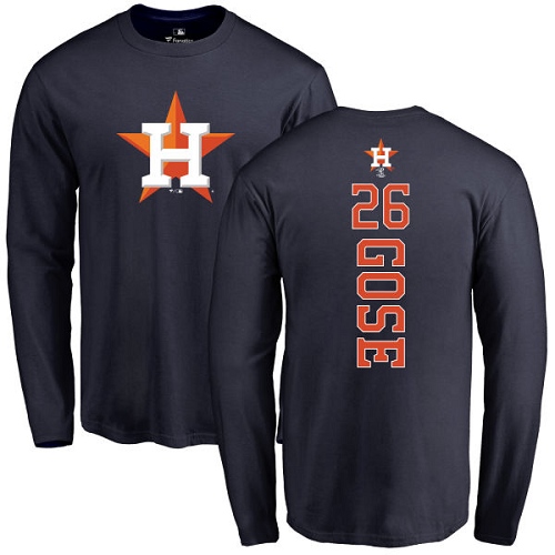 MLB Nike Houston Astros #26 Anthony Gose Navy Blue Backer Long Sleeve T-Shirt