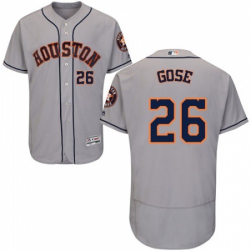 Men's Majestic Houston Astros #26 Anthony Gose Grey Road Flex Base Authentic Collection MLB Jersey