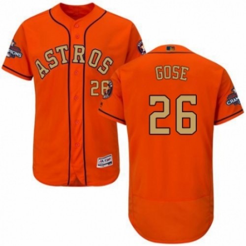 Men's Majestic Houston Astros #26 Anthony Gose Orange Alternate 2018 Gold Program Flex Base Authentic Collection MLB Jersey