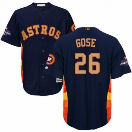 Men's Majestic Houston Astros #26 Anthony Gose Replica Navy Blue Alternate 2018 Gold Program Cool Base MLB Jersey