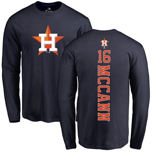 MLB Nike Houston Astros #16 Brian McCann Navy Blue Backer Long Sleeve T-Shirt