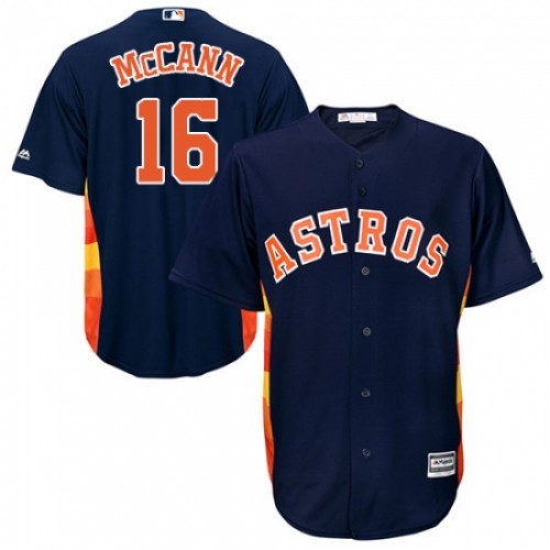 Men's Majestic Houston Astros #16 Brian McCann Replica Navy Blue Alternate Cool Base MLB Jersey