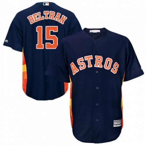 Men's Majestic Houston Astros #15 Carlos Beltran Replica Navy Blue Alternate Cool Base MLB Jersey