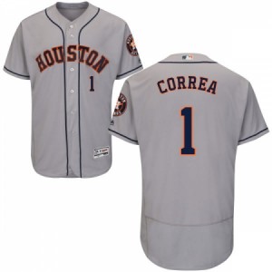 Men's Majestic Houston Astros #1 Carlos Correa Grey Road Flex Base Authentic Collection MLB Jersey