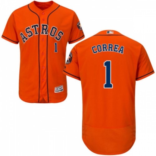 Men's Majestic Houston Astros #1 Carlos Correa Orange Alternate Flex Base Authentic Collection MLB Jersey