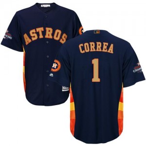 Men's Majestic Houston Astros #1 Carlos Correa Replica Navy Blue Alternate 2018 Gold Program Cool Base MLB Jersey