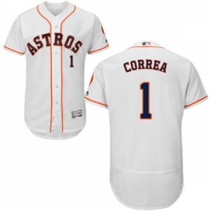 Men's Majestic Houston Astros #1 Carlos Correa White Home Flex Base Authentic Collection MLB Jersey
