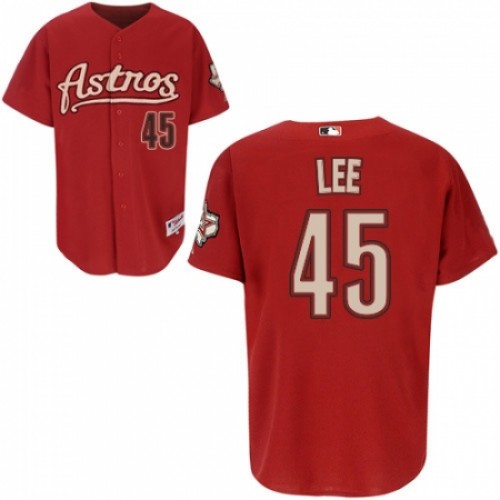 Men's Majestic Houston Astros #45 Carlos Lee Authentic Red MLB Jersey