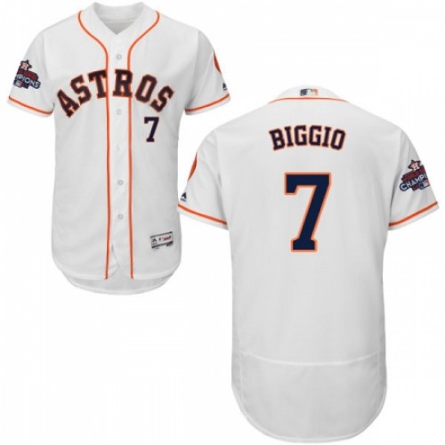 Men's Majestic Houston Astros #7 Craig Biggio Authentic White Home 2017 World Series Champions Flex Base MLB Jersey