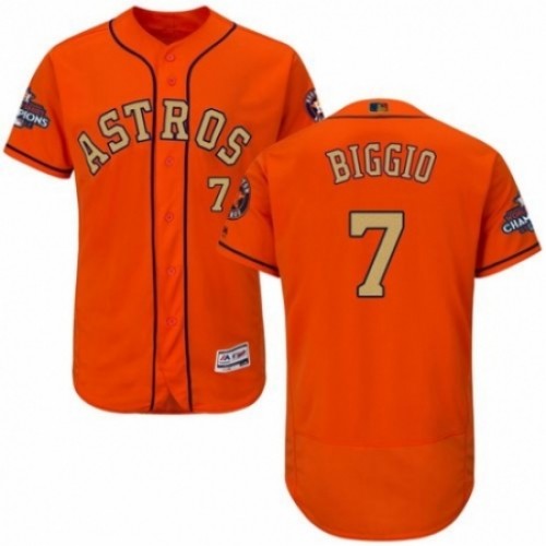 Men's Majestic Houston Astros #7 Craig Biggio Orange Alternate 2018 Gold Program Flex Base Authentic Collection MLB Jersey