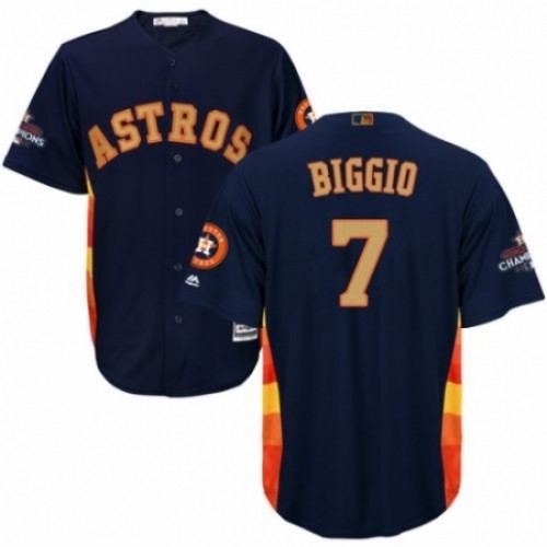 Men's Majestic Houston Astros #7 Craig Biggio Replica Navy Blue Alternate 2018 Gold Program Cool Base MLB Jersey
