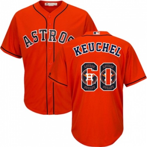 Men's Majestic Houston Astros #60 Dallas Keuchel Authentic Orange Team Logo Fashion Cool Base MLB Jersey