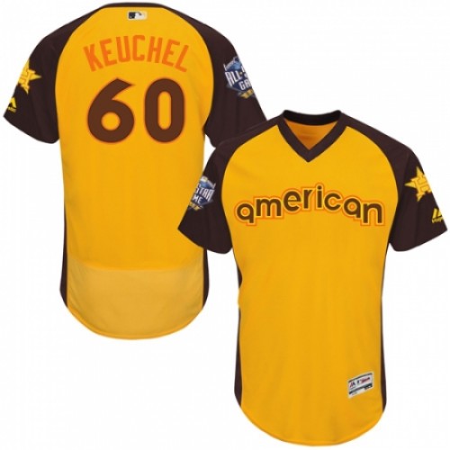 Men's Majestic Houston Astros #60 Dallas Keuchel Yellow 2016 All-Star American League BP Authentic Collection Flex Base MLB Jersey