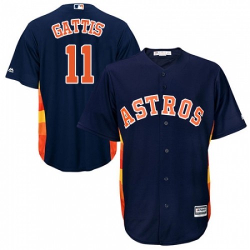 Men's Majestic Houston Astros #11 Evan Gattis Replica Navy Blue Alternate Cool Base MLB Jersey