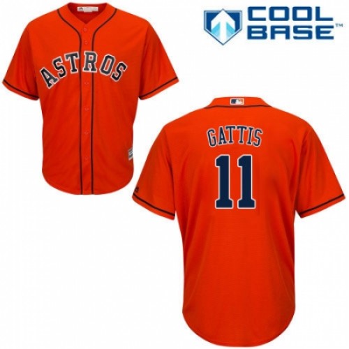 Men's Majestic Houston Astros #11 Evan Gattis Replica Orange Alternate Cool Base MLB Jersey