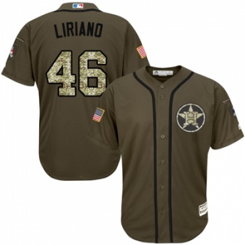 Men's Majestic Houston Astros #46 Francisco Liriano Authentic Green Salute to Service MLB Jersey
