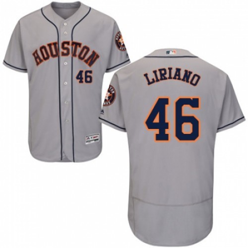 Men's Majestic Houston Astros #46 Francisco Liriano Grey Flexbase Authentic Collection MLB Jersey