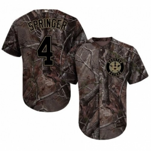 Men's Majestic Houston Astros #4 George Springer Authentic Camo Realtree Collection Flex Base MLB Jersey