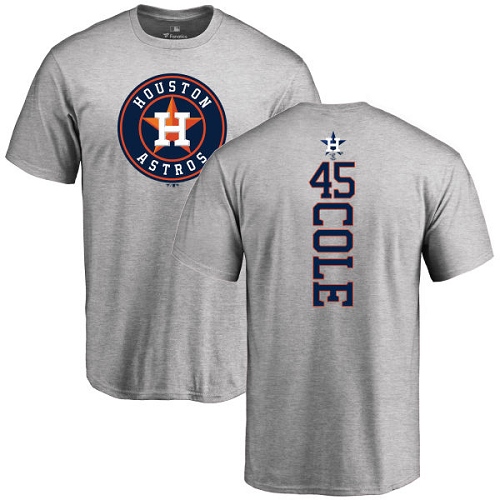 MLB Nike Houston Astros #45 Gerrit Cole Ash Backer T-Shirt