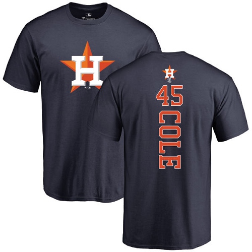 MLB Nike Houston Astros #45 Gerrit Cole Navy Blue Backer T-Shirt