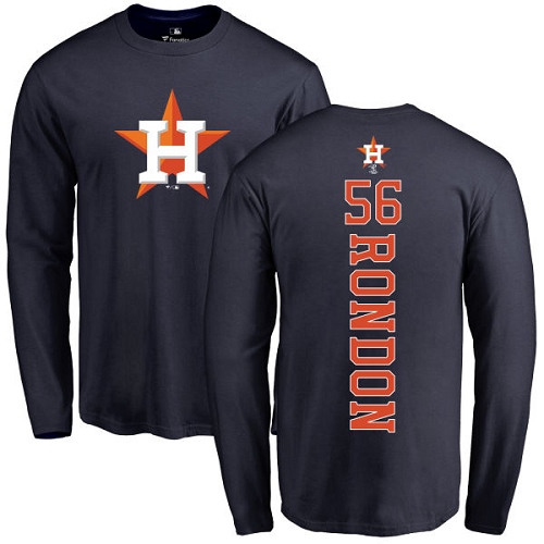 MLB Nike Houston Astros #56 Hector Rondon Navy Blue Backer Long Sleeve T-Shirt