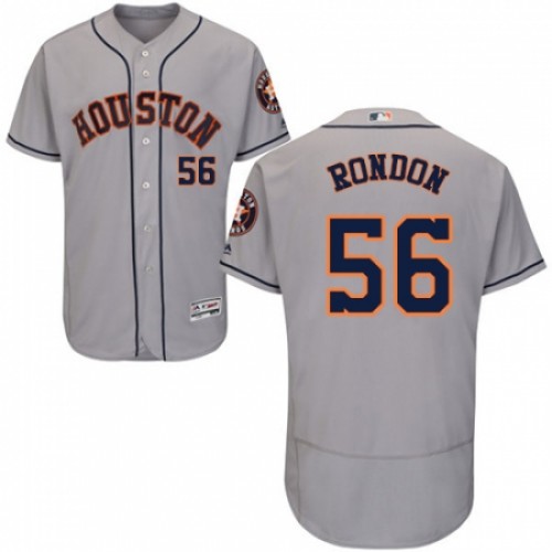 Men's Majestic Houston Astros #56 Hector Rondon Grey Road Flex Base Authentic Collection MLB Jersey