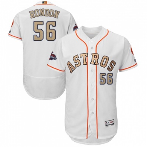 Men's Majestic Houston Astros #56 Hector Rondon White 2018 Gold Program Flex Base Authentic Collection MLB Jersey