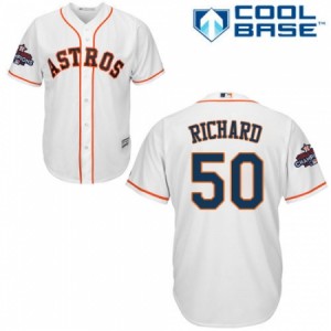 Youth Majestic Houston Astros #50 J.R. Richard Replica White Home 2017 World Series Champions Cool Base MLB Jersey