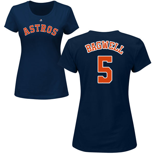 MLB Women's Nike Houston Astros #5 Jeff Bagwell Navy Blue Name & Number T-Shirt