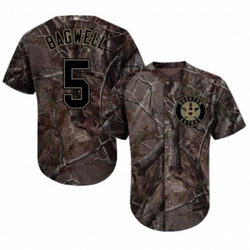 Men's Majestic Houston Astros #5 Jeff Bagwell Authentic Camo Realtree Collection Flex Base MLB Jersey