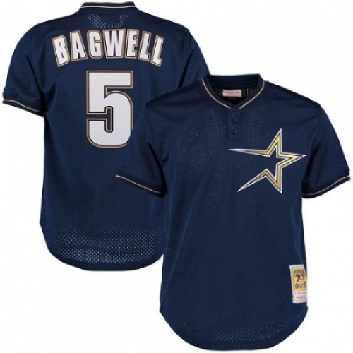 Men's Mitchell and Ness 1997 Houston Astros #5 Jeff Bagwell Authentic Navy Blue Throwback MLB Jersey
