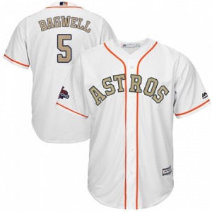 Youth Majestic Houston Astros #5 Jeff Bagwell Authentic White 2018 Gold Program Cool Base MLB Jersey