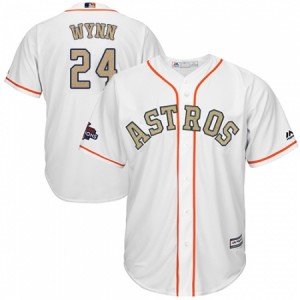 Men's Majestic Houston Astros #24 Jimmy Wynn Replica White 2018 Gold Program Cool Base MLB Jersey