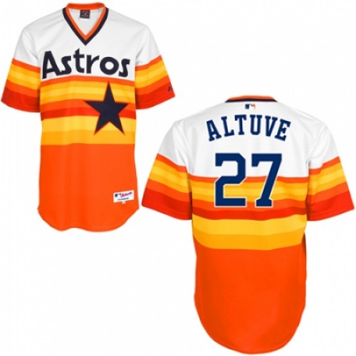 Men's Majestic Houston Astros #27 Jose Altuve Authentic White/Orange 1979 Turn Back The Clock MLB Jersey