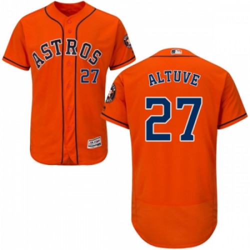 Men's Majestic Houston Astros #27 Jose Altuve Orange Alternate Flex Base Authentic Collection MLB Jersey