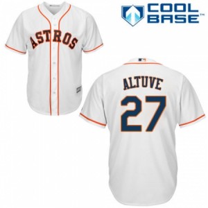 Men's Majestic Houston Astros #27 Jose Altuve Replica White Home Cool Base MLB Jersey