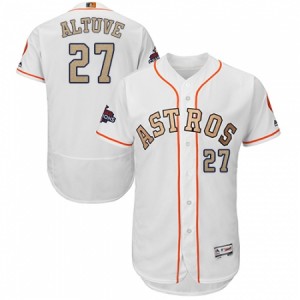 Men's Majestic Houston Astros #27 Jose Altuve White 2018 Gold Program Flex Base Authentic Collection MLB Jersey