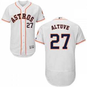 Men's Majestic Houston Astros #27 Jose Altuve White Home Flex Base Authentic Collection MLB Jersey
