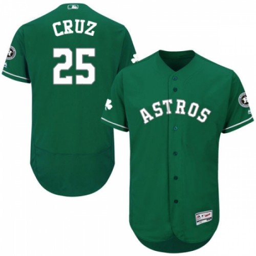 Men's Majestic Houston Astros #25 Jose Cruz Jr. Green Celtic Flexbase Authentic Collection MLB Jersey