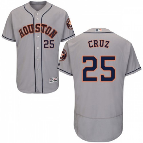 Men's Majestic Houston Astros #25 Jose Cruz Jr. Grey Road Flex Base Authentic Collection MLB Jersey