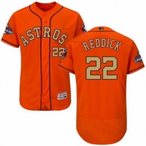 Men's Majestic Houston Astros #22 Josh Reddick Orange Alternate 2018 Gold Program Flex Base Authentic Collection MLB Jersey
